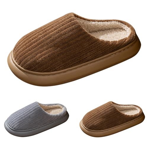 FGUUTYM Herren Haus Hausschuhe Warme Winter Filzpantoffeln Slip-On Home Schlafzimmer Slippers Weite Weiches Flauschiges Filzhausschuhe Pantoletten Indoor-Schuhe Latschen Leichte Rutschfeste Slippers von FGUUTYM