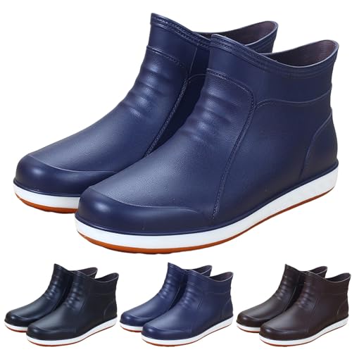 FGUUTYM Herren Stiefel Gummistiefel Kurz Garten Stiefel Regenschuhe Anti-Rutsch Stiefeletten Slip-On Leichte Regenstiefel Wasserdicht Ankle Rain Boots Arbeitsschuhe Schlupfstiefel Gummistiefeletten von FGUUTYM