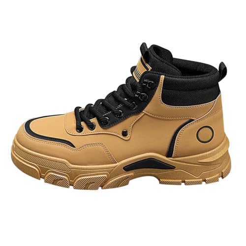 FGUUTYM Herren Stiefeletten Extra Weit Halbhoch Stiefel Boots Anzugschuhe Herrenschuhe Lederschuhe Dicke Boden Komfort Slip Barfußschuhe Wanderstiefer Freizeitschuhe Verschleißfest Arbeitsschuhe von FGUUTYM