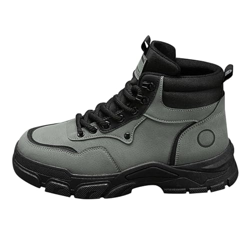 FGUUTYM Herren Stiefeletten Extra Weit Halbhoch Stiefel Boots Anzugschuhe Herrenschuhe Lederschuhe Dicke Boden Komfort Slip Barfußschuhe Wanderstiefer Freizeitschuhe Verschleißfest Arbeitsschuhe von FGUUTYM