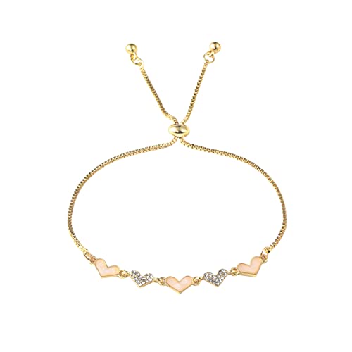 FGUUTYM Herz Strass Armband Armbänder für Frauen Armbänder für Frauen Herz Armband Mädchen Zierliches verstellbares Armband Armreifen Set (Gold, One Size) von FGUUTYM