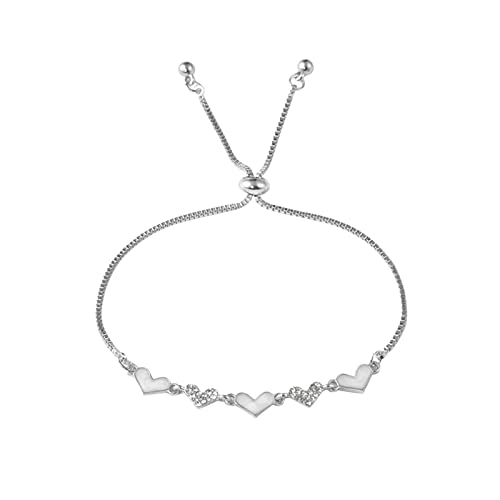 FGUUTYM Herz Strass Armband Armbänder für Frauen Armbänder für Frauen Herz Armband Mädchen Zierliches verstellbares Armband Armreifen Set (Silver, One Size) von FGUUTYM