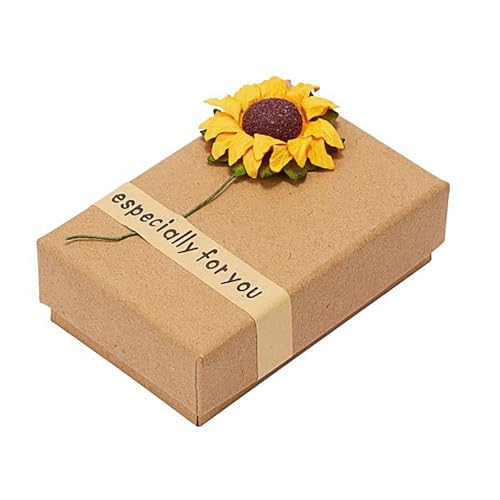 FGUUTYM Jewelry Box Rose Sunflower Design Small Kraft Paper Box for Rings Pendants Earrings Necklaces Ideal for Christmas Holiday Anniversary Wedding Birthday Schmuck Schwarz Damen (B, One Size) von FGUUTYM
