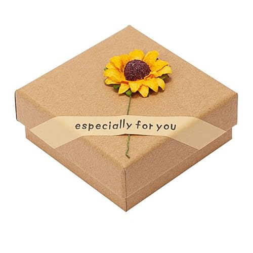FGUUTYM Jewelry Box Rose Sunflower Design Small Kraft Paper Box for Rings Pendants Earrings Necklaces Ideal for Christmas Holiday Anniversary Wedding Birthday Schmuck Schwarz Damen (C, One Size) von FGUUTYM