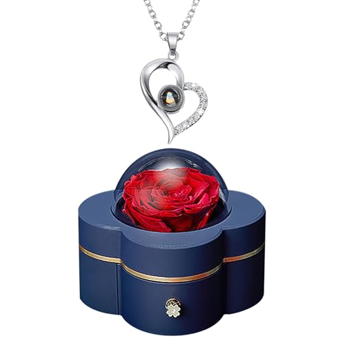 FGUUTYM Ketten Partner Women with Heart Necklace for Valentine's Day Gifts for Her Forever Flowers for Anniversary Birthday Gifts Halskette Ohne Anhänger Damen (SL1, A) von FGUUTYM