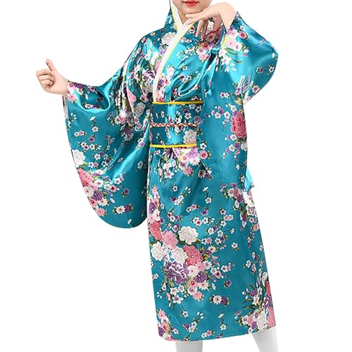 FGUUTYM Kimono Kinder Mädchen Japanish: Yukata Jahrgang Japanischer Stil Kleidung Traditionell Hochzeitskleidung Party Performance Kleid Abendkleider Langarm Druckt Kimono Yukata Ballkleid von FGUUTYM