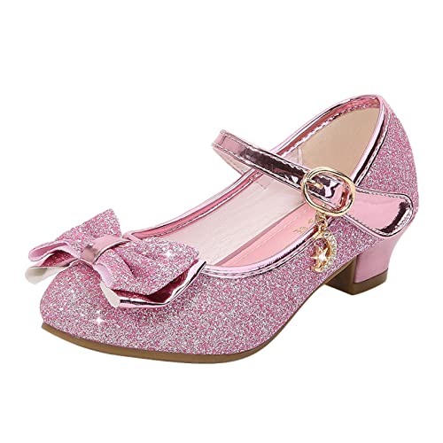 FGUUTYM Kinder Glitzer Abendschuhe Elegante Prinzessinschuhe Ballerina Schuhe Pailletten Süße Schleifen Kinder Absatzschuhe Pailletten Kristall Prinzessinnen Schuhe Frühling und Sommer Freizeitschuhe von FGUUTYM