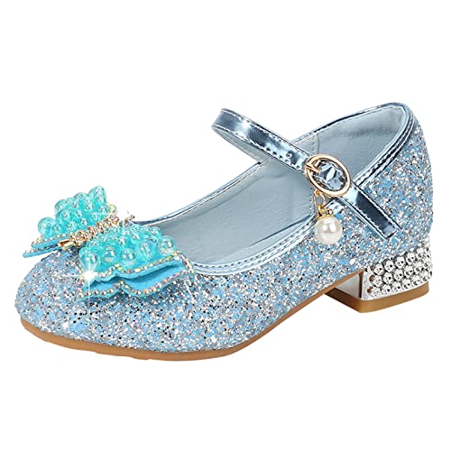 FGUUTYM Kinder Glitzer Abendschuhe Elegante Prinzessinschuhe Ballerina Schuhe Pailletten Süße Schleifen Kinder Absatzschuhe Pailletten Kristall Prinzessinnen Schuhe Frühling und Sommer Freizeitschuhe von FGUUTYM