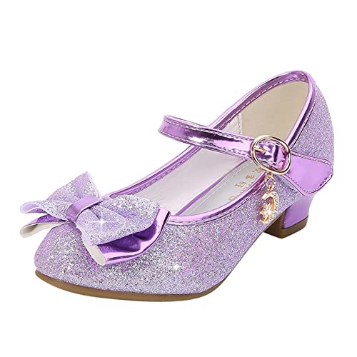 FGUUTYM Kinder Glitzer Abendschuhe Elegante Prinzessinschuhe Ballerina Schuhe Pailletten Süße Schleifen Kinder Absatzschuhe Pailletten Kristall Prinzessinnen Schuhe Frühling und Sommer Freizeitschuhe von FGUUTYM