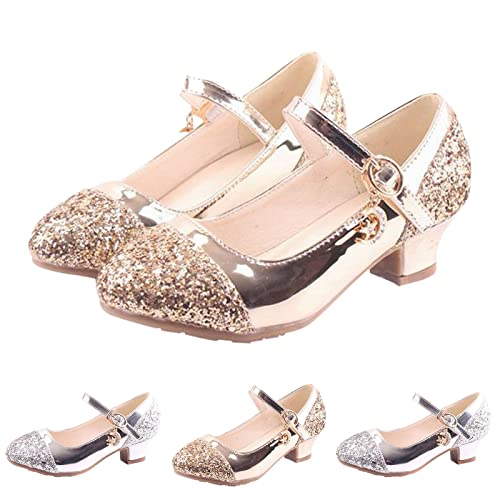 FGUUTYM Kinder Prinzessinnen Schuhe Kinder Abendschuhe Mädchen Schuhe mit Hohen Absätzen Mädchen Hochzeit Kleid Schuhe Glitzer Party Schuhe Elegante Ballerina Schuhe Baby Schuhe für Mädchen von FGUUTYM