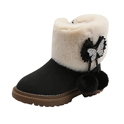 FGUUTYM Kinder Schneestiefel 34 - Bequem Ankle Boots Warm Gefüttert Halblange Stiefeletten Schneeschuh Winter Stiefel Winterhalbstiefel Kleinkind Mädchen Reitstiefeletten Mode Reitstiefel Stiefelette von FGUUTYM