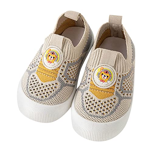 FGUUTYM Kleinkind Mädchen Turnschuhe Boardschuhe Mesh Oberfläche Atmungsaktive Schuhe Leichte Wanderschuhe mit weichen Sohlen Baby Sneaker 22 (Khaki, 21 Infant) von FGUUTYM