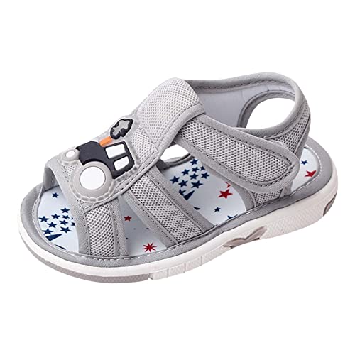 FGUUTYM Kleinkind Schuhe Mädchen Sandalen Flachboden Anti Open To Rutschfest Atmungsaktiv Weich Bequem Auto Hausschuhe 31 (Grey, 24 Toddler) von FGUUTYM
