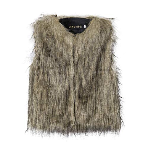 FGUUTYM Kunstpelz Fellweste Kinder Mädchen - Kinderweste Fellweste Warm Winter Pufferweste Faux Pelz Mantel Ärmellose Weiche Winterjacke Outwear Winddicht Wintermantel Baumwollmantel von FGUUTYM