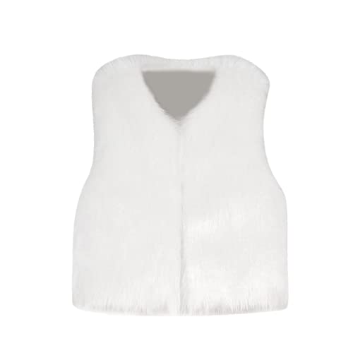 FGUUTYM Kunstpelz Fellweste Kinder Mädchen - Kinderweste Fellweste Warm Winter Pufferweste Faux Pelz Mantel Ärmellose Weiche Winterjacke Outwear Winddicht Wintermantel Baumwollmantel von FGUUTYM
