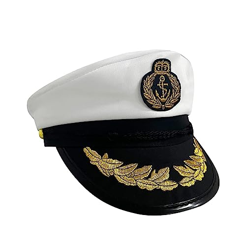 FGUUTYM La Cap Schwarz Mädchen Verstellbare Mütze Kostüm Yacht Kapitän Zubehör Größe Mütze One Sea Cap Herren Klein (White, One Size) von FGUUTYM