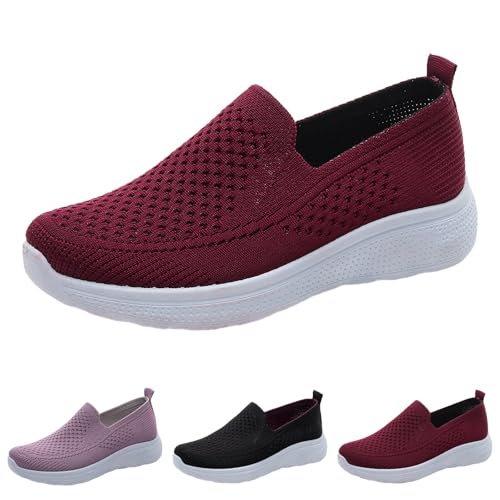 FGUUTYM Laufschuhe Damen Slip on Sneaker Leichte und Atmungsaktive Orthopädische Schuhe Lässige Breathable Walkingschuhe Leicht Weite H Turnschuhe Memory Schaum Sportschuhe Canvas Stoffschuhe von FGUUTYM