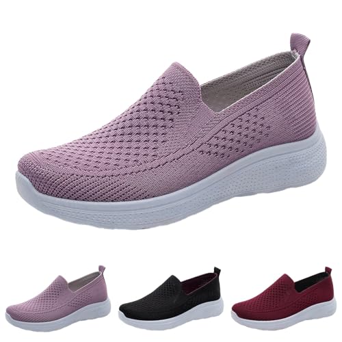 FGUUTYM Laufschuhe Damen Slip on Sneaker Leichte und Atmungsaktive Orthopädische Schuhe Lässige Breathable Walkingschuhe Leicht Weite H Turnschuhe Memory Schaum Sportschuhe Canvas Stoffschuhe von FGUUTYM