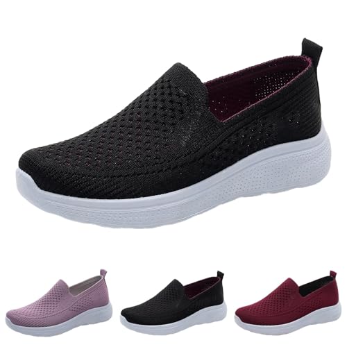 FGUUTYM Laufschuhe Damen Slip on Sneaker Leichte und Atmungsaktive Orthopädische Schuhe Lässige Breathable Walkingschuhe Leicht Weite H Turnschuhe Memory Schaum Sportschuhe Canvas Stoffschuhe von FGUUTYM