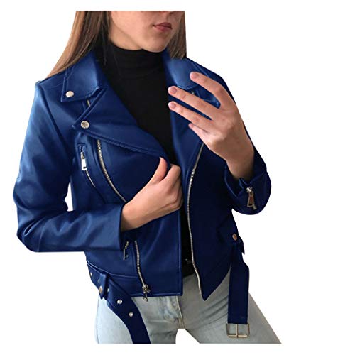 FGUUTYM Lederjacke Damen Schwarz Kunstlederjacke, Motorrad üBergrößE Moto Biker Mit ReißVerschluss Mantel Kurz Leicht Vegan Mode Kurz Jacke üBergangsjacke Kunstleder Bikerjacke Bomberjacke von FGUUTYM