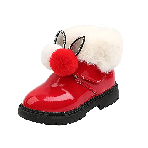 FGUUTYM Lederschuhe Mädchen,Warme Fleece Schneestiefel,Elegante Bequeme Kinder Schuhe Babyschuhe Wanderschuhe,Rutschfest Winter Krabbelschuhe Schuhe,Stiefel Mit Klettverschluss 1-6 Jahre Baby Kleine von FGUUTYM