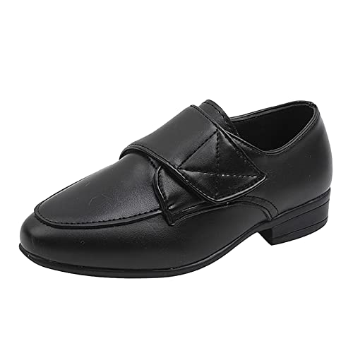FGUUTYM Lederschuhe Niedriger Absatz Einfarbig Hakenschlaufe Slip On Bequeme Performance Abendschuhe Winterschuhe 32 Wasserdicht (Black, 32 Big Kids) von FGUUTYM