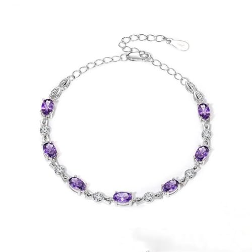 FGUUTYM Leichtes Amethyst-Armband für Damen, elegante verstellbare Kette mit echtem Edelstein, perfekt für Mode und zum Verschenken Perlen Armband Echt (A, One Size) von FGUUTYM