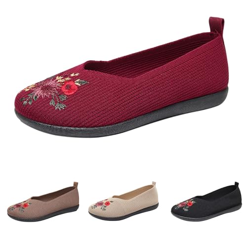 FGUUTYM Leinenschuhe Damen Stoffschuhe Canvas Stoffturnschuhe Vermascht Atmungsaktive Walkingschuhe Sommer Flache Schuhe Bootsschuhe Halbschuhe Loafer Breite Füße Bequeme Leichte Freizeitschuhe von FGUUTYM