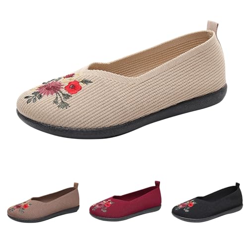 FGUUTYM Leinenschuhe Damen Stoffschuhe Canvas Stoffturnschuhe Vermascht Atmungsaktive Walkingschuhe Sommer Flache Schuhe Bootsschuhe Halbschuhe Loafer Breite Füße Bequeme Leichte Freizeitschuhe von FGUUTYM