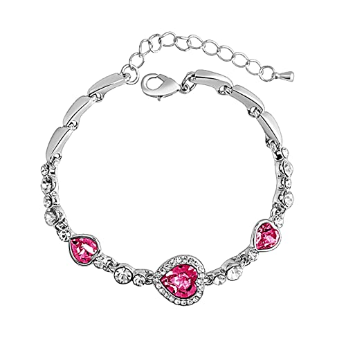 FGUUTYM Liebes-Herz-Kristallarmband-Art- und Weisefrauen-Armband-Handgelenk-Armband-Mädchen-Zusatz-Weihnachtsgeschenke Perlenarmbänder Für Herren (Hot Pink, One Size) von FGUUTYM