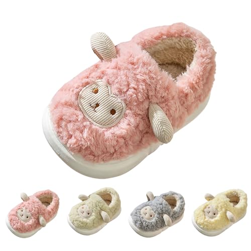 FGUUTYM Mädchen Hausschuhe Niedlich Cartoon Plüsch Fuzzy Pantoffeln Junge Winter Warme Hausschlappen Indoor Outdoor Weiche Fleece Gefütterte Filzpantoffeln Bequeme Lässige Memory Foam Slippers von FGUUTYM