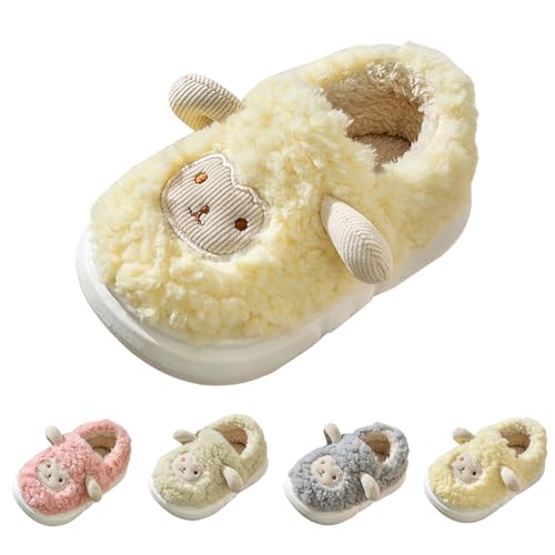FGUUTYM Mädchen Hausschuhe Niedlich Cartoon Plüsch Fuzzy Pantoffeln Junge Winter Warme Hausschlappen Indoor Outdoor Weiche Fleece Gefütterte Filzpantoffeln Bequeme Lässige Memory Foam Slippers von FGUUTYM