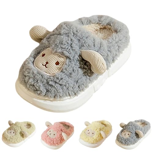 FGUUTYM Mädchen Hausschuhe Niedlich Cartoon Plüsch Fuzzy Pantoffeln Junge Winter Warme Hausschlappen Indoor Outdoor Weiche Fleece Gefütterte Filzpantoffeln Bequeme Lässige Memory Foam Slippers von FGUUTYM