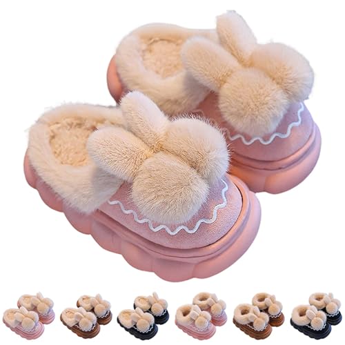 FGUUTYM Mädchen Hausschuhe Winter Warme Schuhe für Kinder Weiche Fleece Gefütterte Plüsch Pantoffeln Niedlich Design Filzpantoffeln Geschlossen Memory Foam Slide Rutschfest Bequem House Slippers von FGUUTYM