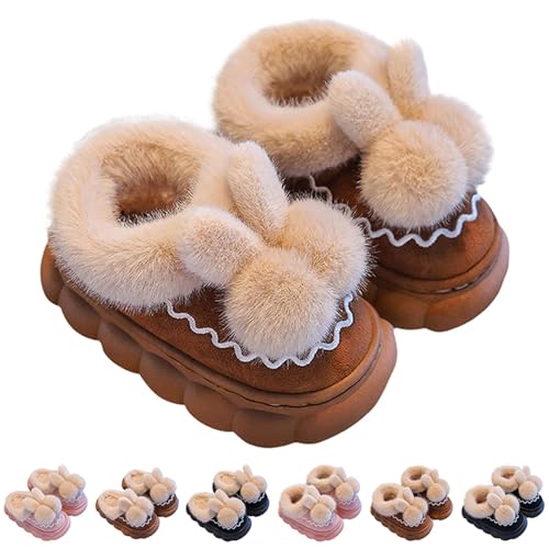 FGUUTYM Mädchen Hausschuhe Winter Warme Schuhe für Kinder Weiche Fleece Gefütterte Plüsch Pantoffeln Niedlich Design Filzpantoffeln Geschlossen Memory Foam Slide Rutschfest Bequem House Slippers von FGUUTYM