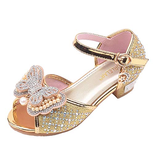 FGUUTYM Mädchen Prinzessin Schuhe Kinder Mary Jane Kristall Für Party Glitzer Pailletten Schulschuhe Prinzessinnenschuhe Brautschuhe Flach Fischmaul Kommunionsschuhe Stöckelschuhe Baby Abendschuhe von FGUUTYM