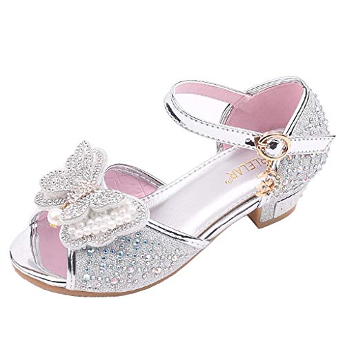 FGUUTYM Mädchen Prinzessin Schuhe Kinder Mary Jane Kristall Für Party Glitzer Pailletten Schulschuhe Prinzessinnenschuhe Brautschuhe Flach Fischmaul Kommunionsschuhe Stöckelschuhe Baby Abendschuhe von FGUUTYM