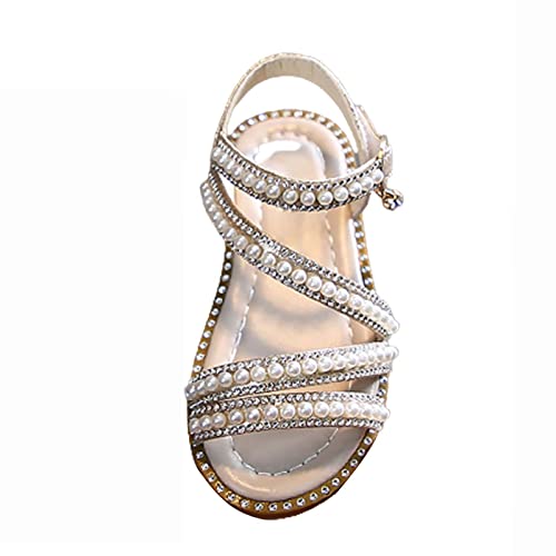 FGUUTYM Mädchen Sandalen Koreanische Ausgabe Mädchen Perle Offene spitze Prinzessin Schuhe Mittlere Und Große Performance Schuhe Damenschuhe Größe 35 (Gold, 23.5 Infant) von FGUUTYM