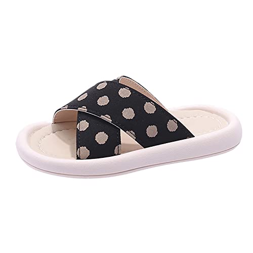 FGUUTYM Mädchen Sandalen Polka Dot Gummi Weichen Freizeitschuhe Offene spitze Außerhalb Tragen Hausschuhe Prinzessin Schuhe Hausschule Kinder (Black, 25 Toddler) von FGUUTYM