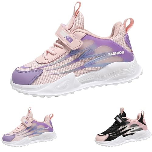 FGUUTYM Mädchen Sportschuhe Flache Dicke Sohle Laufschuhe Mit rutschfeste Gummisohle Outdoor Mesh-Obermaterial Atmungsaktiv Turnschuhe Leichte Weiche Freizeitschuhe Kinderschuhe Barfußschuhe von FGUUTYM