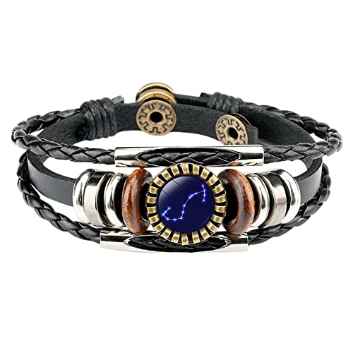 FGUUTYM Männer Lederschmuck für Frauen Charm Armbänder Zubehör 12 Armbänder Constellation Armbänder Armband Für Freund (H, One Size) von FGUUTYM
