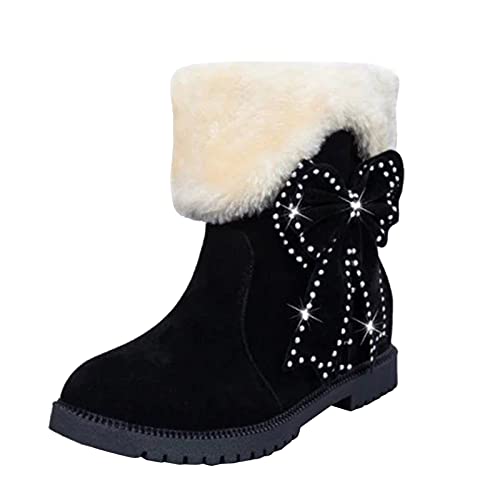 FGUUTYM Mode Damenschuhe besohlte Winter-Schnee-Stiefel Winter kurze Stiefel Breite Schuhe Damen (Black, 39) von FGUUTYM