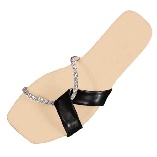 FGUUTYM Modische Damen Hausschuhe Mit Glitzernde Stile Offene Zehen Strandsandalen Pantoletten Sommer Leicht Bequem Badeschlappen Mit Perlen Open Toe Freizeitsandalen PU-Leder Schlappen Slides von FGUUTYM