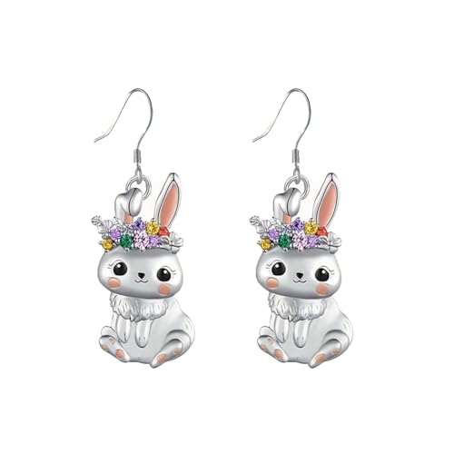 FGUUTYM Ohrringe Osterhase für Frauen Sterling Silber 925 4. JuliDangle Muttertag Weihnachten Runde Ohrringe Silber von FGUUTYM