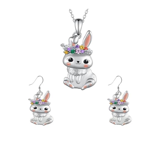 FGUUTYM Ohrringe Osterhase für Frauen Sterling Silber 925 4. JuliDangle Muttertag Weihnachten Runde Ohrringe Silber von FGUUTYM