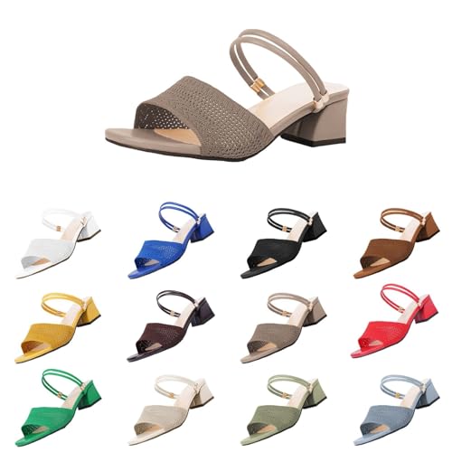 FGUUTYM Pantoletten Damen Mit Absatz Gestrickt Bequem Schlappen Offener Zehenbereich Hausschuhe Mit Fußbett Slip On Slipper Sommerschuhe Leichte Fesselriemen High Heels Slides Frühling und Sommer FGUUTYM Pantoletten Damen Mit Absatz Gestrickt Bequem Schlappen Offener Zehenbereich Hausschuhe Mit Fußbett Slip On Slipper Sommerschuhe Leichte Fesselriemen High Heels Slides Frühling und Sommer von FGUUTYM