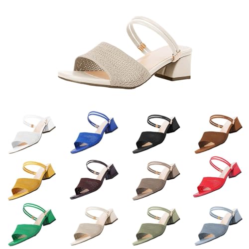 FGUUTYM Pantoletten Damen Mit Absatz Gestrickt Bequem Schlappen Offener Zehenbereich Hausschuhe Mit Fußbett Slip On Slipper Sommerschuhe Leichte Fesselriemen High Heels Slides Frühling und Sommer FGUUTYM Pantoletten Damen Mit Absatz Gestrickt Bequem Schlappen Offener Zehenbereich Hausschuhe Mit Fußbett Slip On Slipper Sommerschuhe Leichte Fesselriemen High Heels Slides Frühling und Sommer von FGUUTYM