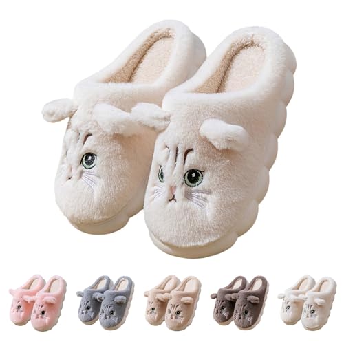 FGUUTYM Pantoletten Herren Damen Flauschige Winter Filzpantoffeln Kuschelige Warme Plüsch-Schlafschuhe Rutschfester Hausschuhe Home Silent Slides Comfy Fluffy Plüschhausschuhe Schlafzimmerschuhe von FGUUTYM