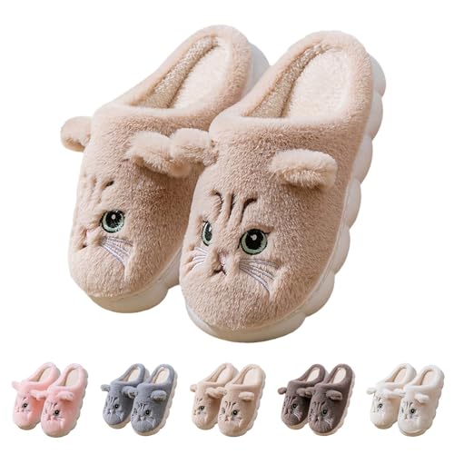 FGUUTYM Pantoletten Herren Damen Flauschige Winter Filzpantoffeln Kuschelige Warme Plüsch-Schlafschuhe Rutschfester Hausschuhe Home Silent Slides Comfy Fluffy Plüschhausschuhe Schlafzimmerschuhe von FGUUTYM