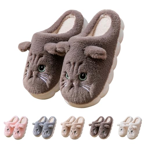 FGUUTYM Pantoletten Herren Damen Flauschige Winter Filzpantoffeln Kuschelige Warme Plüsch-Schlafschuhe Rutschfester Hausschuhe Home Silent Slides Comfy Fluffy Plüschhausschuhe Schlafzimmerschuhe von FGUUTYM